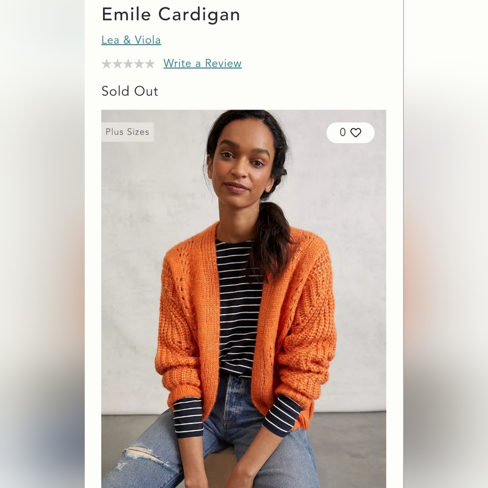 Anthropologir Lea & Viola Vibrant Orange Knit Cardigan